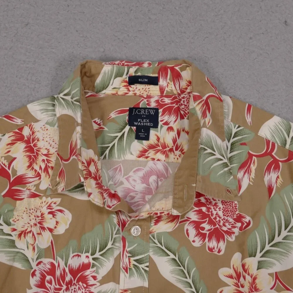 J Crew Floral Button Down Shirt Mens Large SLIM FIT  Short Sleeve
